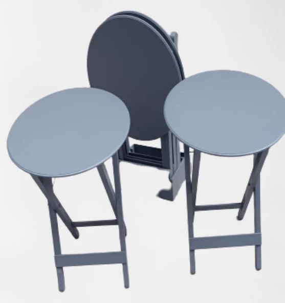 Çanta Zigon 90133 Sehpa Oval sehpa 90133 Model Dörtlü Ahşap MDF Gri Renk El Yapım - 4