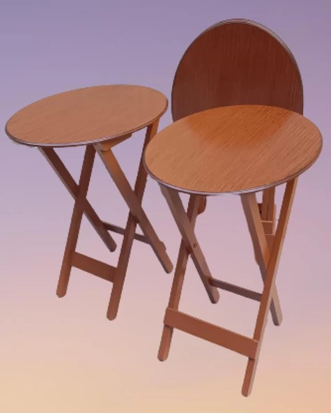 Çanta Zigon OVAL 90135 Dörtlü Model Ahşap MDF Parlak Ceviz Lake El Yapımı - 3