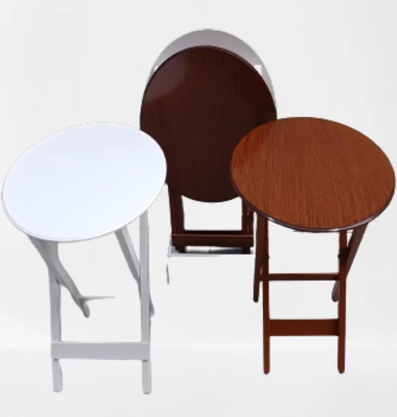 Çanta Zigon 90134 Sehpa Oval Dörtlü Model Ahşap MDF Beyaz ve Ceviz Uyum El Yapım