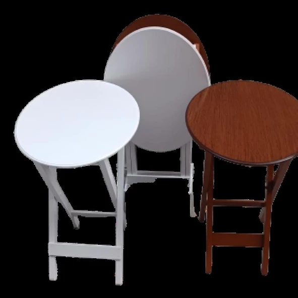 Çanta Zigon 90134 Sehpa Oval Dörtlü Model Ahşap MDF Beyaz ve Ceviz Uyum El Yapım - 3