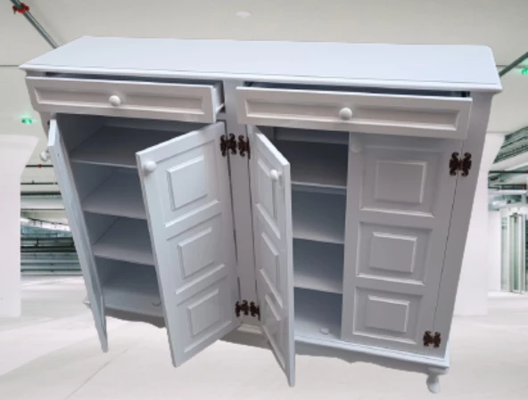 Ayakkabılık 12231 Kare Çok amaç Model Kayın aslanayak Parlak Beyaz 4Kapı El Yapı - 5