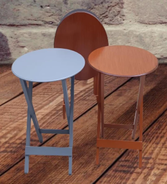 Çanta Zigon 90131 Oval Model Dörtlü Ahşap Mdf Ceviz ve Gri Renk Uyumu El Yapımı - 8