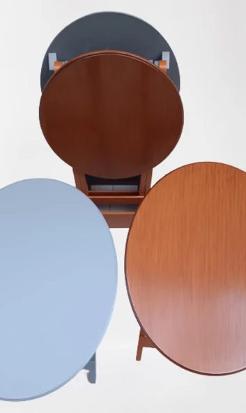 Çanta Zigon 90131 Oval Model Dörtlü Ahşap Mdf Ceviz ve Gri Renk Uyumu El Yapımı - 7