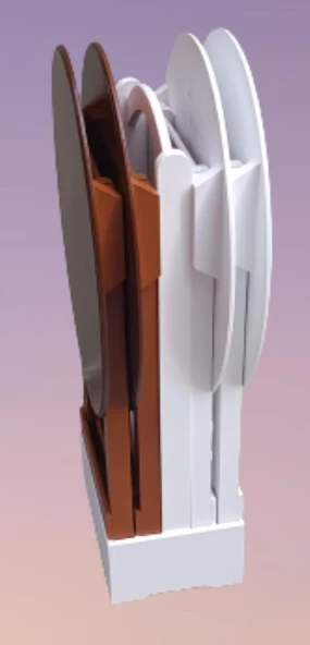 Çanta Zigon 90134 Sehpa Oval Dörtlü Model Ahşap MDF Beyaz ve Ceviz Uyum El Yapım - 7