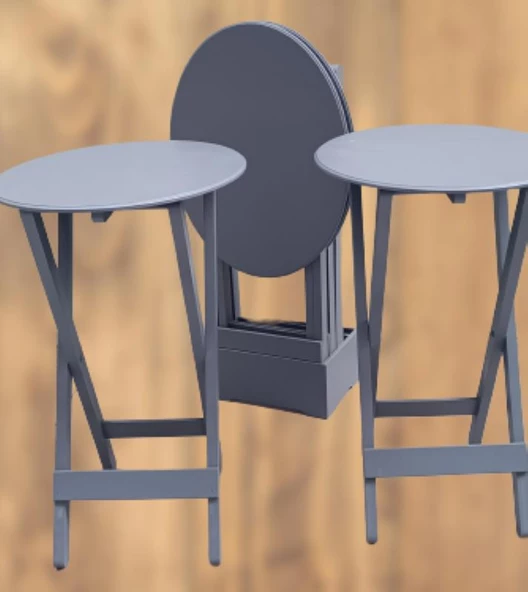 Çanta Zigon 90133 Sehpa Oval sehpa 90133 Model Dörtlü Ahşap MDF Gri Renk El Yapım - 5