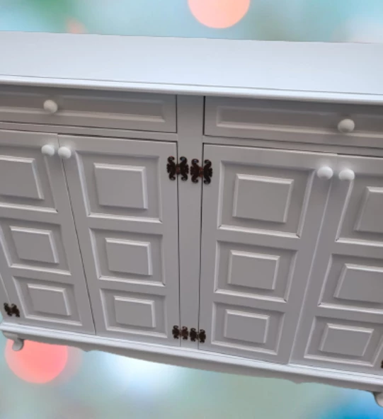 Ayakkabılık 12231 Kare Çok amaç Model Kayın aslanayak Parlak Beyaz 4Kapı El Yapı - 7