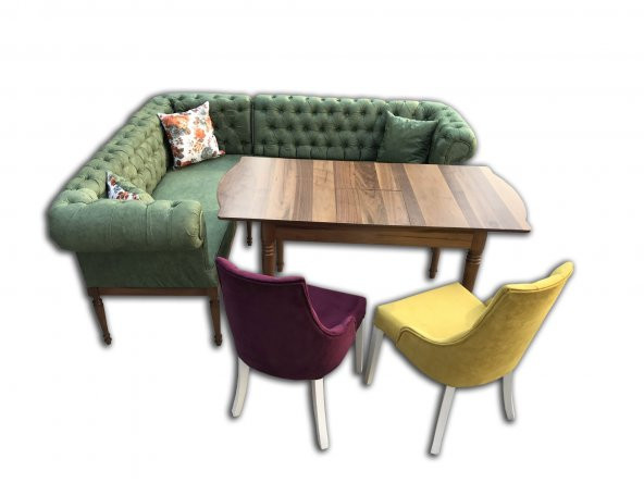 Köşe Tk 12434 Chester Model Kayın Torna Aslan Ayak Kapiton babyfac kumaş El Yapım