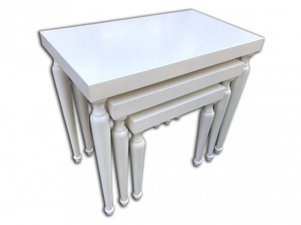 Zigon Sehpa 12437 ÇİZGİLİ Model kayın Parlak Beyaz Lake ayak Kutu sevk El Yapım - Resim 2