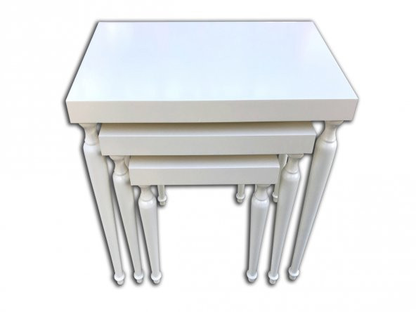 Zigon Sehpa 12437 ÇİZGİLİ Model kayın Parlak Beyaz Lake ayak Kutu sevk El Yapım - Resim 4