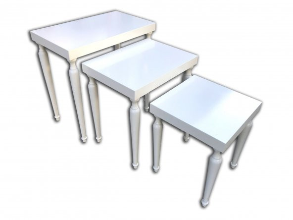 Zigon Sehpa 12437 ÇİZGİLİ Model kayın Parlak Beyaz Lake ayak Kutu sevk El Yapım - Resim 3