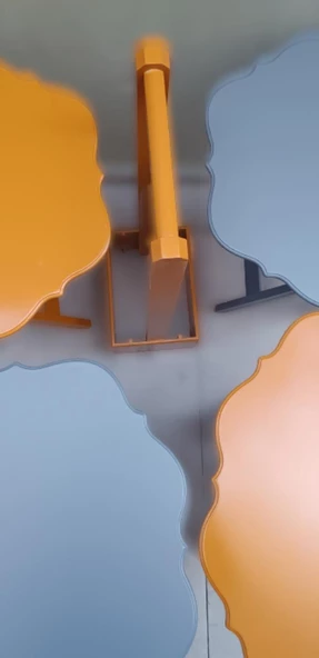 Çanta Zigon 90088 Sehpa Yonca 4 lü Model Ahşap MDF Gri-Hardal Renk Uyum El yapım - Resim 2