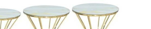 Brc Zigon Kumsaat 13398 Model sehpa Mermer Desen Metal GOLD Renk Kaplama El Yapım - 3