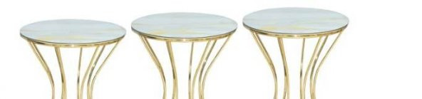 Brc Zigon Kumsaat 13398 Model sehpa Mermer Desen Metal GOLD Renk Kaplama El Yapım - 4