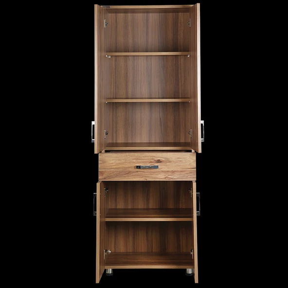 Çok 12688 Amaçlı Dolap 180 Model Hard Parlak CEVİZ Suntalem 4Raf 1Çekmec El Yapım - 2