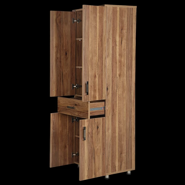 Çok 12688 Amaçlı Dolap 180 Model Hard Parlak CEVİZ Suntalem 4Raf 1Çekmec El Yapım - 3