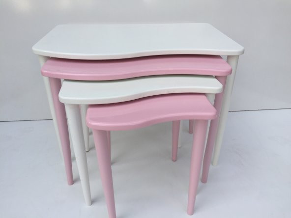 Zigon 17643 S Model Kayın RETRO Ayak Parlak pembe-beyaz renk MDF Tabla El Yapı
