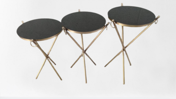 Brc Küpe 17628 zigon Metal Bakır Eskitme Gold renk ayak Kırılmaz siyah cam tabla - 4