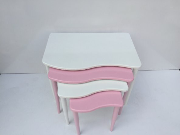 Zigon 17643 S Model Kayın RETRO Ayak Parlak pembe-beyaz renk MDF Tabla El Yapı - 3