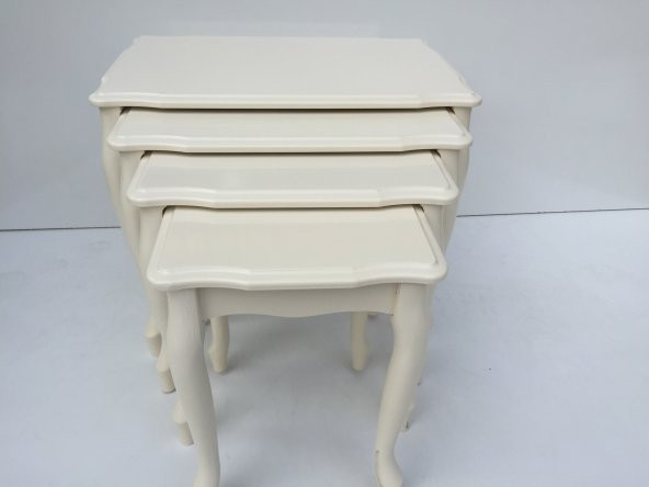 Zigon 17641 Klasik Model Sehpa Parlak Lake Krem Kayın Aslan Ayak Kutu sevk Elyapı
