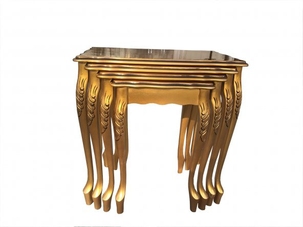 Zigon 17697 Klasik Model Sehpa Parlak GOLD renk Kayın El Oyma Aslan Ayak El Yapım - Resim 2