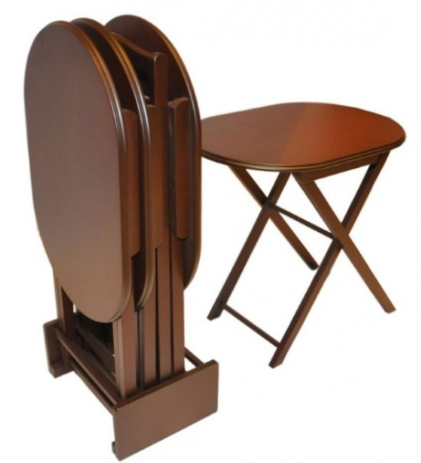 Çanta 17611 Zigon Klasik Sehpa Oval Model Kayın Torna Parlak Ceviz Boya El Yapımı - 3