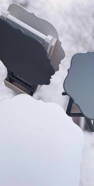 Çanta Zigon 90090 Sehpa Yonca Model Ahşap MDF Beyaz ve Gri Renk Uyum El Yapım - 5