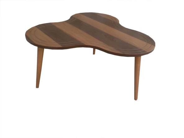 Orta 17974 Sehpa-Zigon PAPATYA Model Ceviz Kaplama Kayın Retro Ayak MDF El Yapım - 4