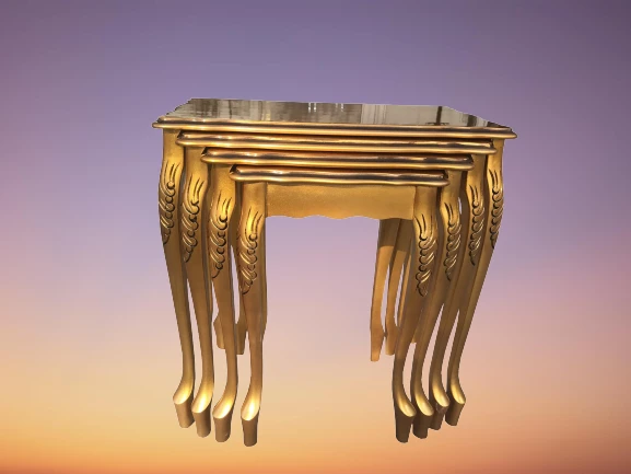 Zigon ST 17936 Klasik Model sehpa Parlak Gold renk Kayın Aslan Oyma Ayak El Yapım