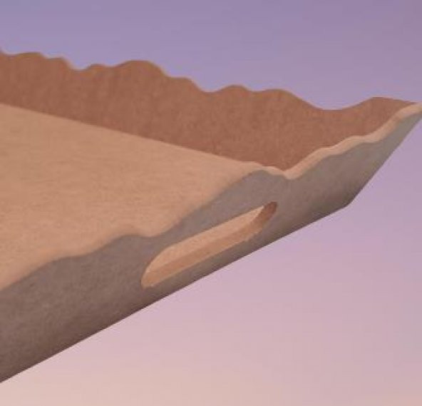 Hobi 90026 Dekoratif Model Tepsi Dikdörtgen Dalga Kenar Ahşap HAM MDF El Yapımı