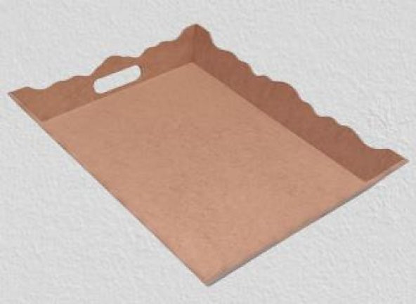 Hobi 90026 Dekoratif Model Tepsi Dikdörtgen Dalga Kenar Ahşap HAM MDF El Yapımı - 4