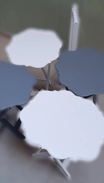 Çanta Zigon 90090 Sehpa Yonca Model Ahşap MDF Beyaz ve Gri Renk Uyum El Yapım - 2