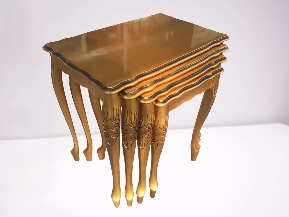 Zigon ST 17936 Klasik Model sehpa Parlak Gold renk Kayın Aslan Oyma Ayak El Yapım - Resim 4