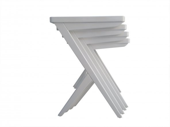 Zigon ILGZ 18509 ÇAPRAZ Model Sehpa Kayın ayak Parlak Beyaz Lake Boya El Yapım - 3