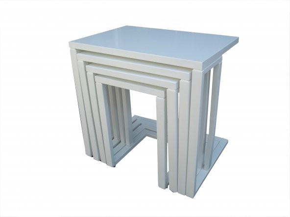 Zigon 18081 ılgz C Model Tekerlek Kayın ayak MDF tabla Parlak beyaz Lake El Yapım - 3