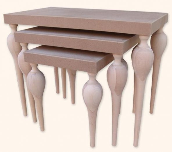 Zigon18084 ılgz Tombul Ayak Model Sehpa Kayın Torna Klasik MDF tabla HAM El yapım