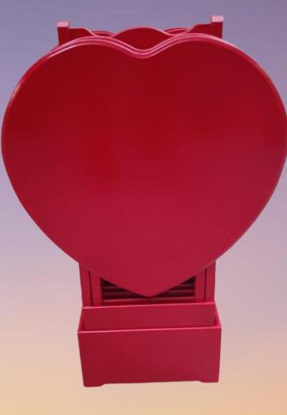 Çanta Zigon 90020 Sehpa Kalp Model Ahşap MDF Parlak Kırmızı Lake Boya El Yapım - 5