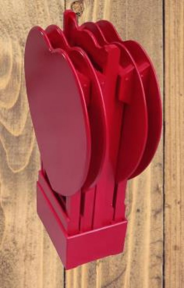 Çanta Zigon 90020 Sehpa Kalp Model Ahşap MDF Parlak Kırmızı Lake Boya El Yapım - 6