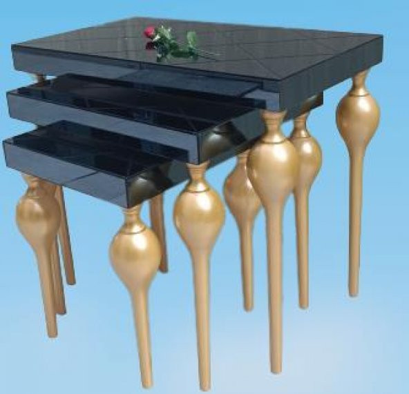 Zigon ILGZ18096 TOMBUL Model Sehpa Parlak Gold Kayın Balon Ayak Baklava çizgi Ayn - 7