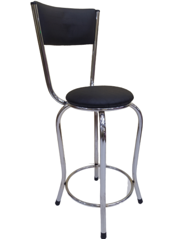 Sandalye ST BAR Tipi Yüksek Model SİYAH Sunideri döşem Metal Çelik nikelaj Elyapı
