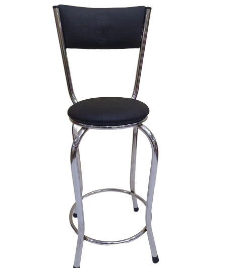 Sandalye 13992 BAR Yüksek Model SİYAH Sunideri döşem Metal Çelik nikelaj Elyapı - 2