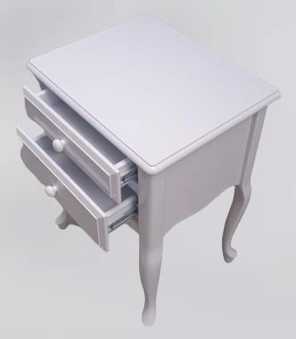 Komodin 12526 Aslan model Klasik Parlak Beyaz Natüre Eskitme Kulp Kayın El Yapım - 3