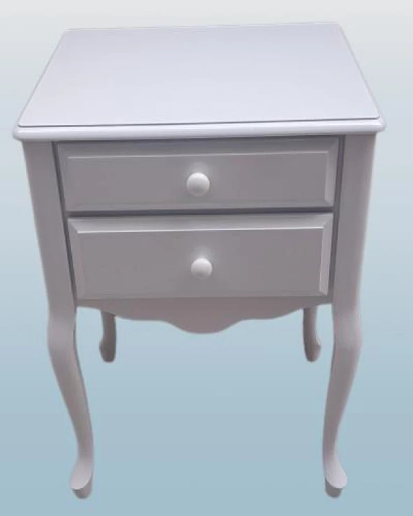 Komodin 12526 Aslan model Klasik Parlak Beyaz Natüre Eskitme Kulp Kayın El Yapım - 5