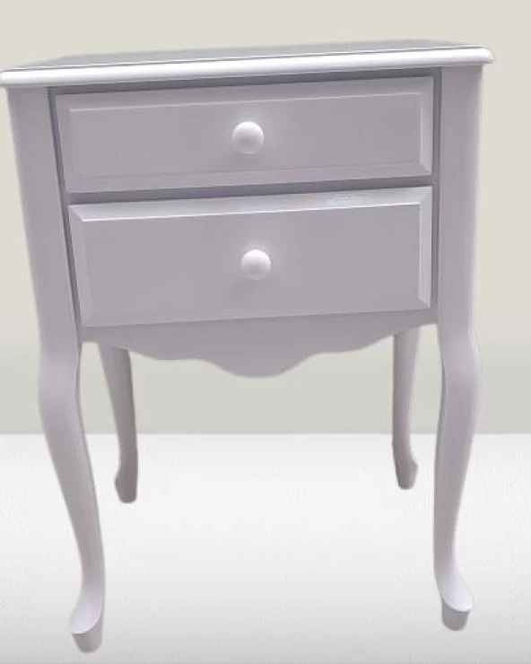 Komodin 12526 Aslan model Klasik Parlak Beyaz Natüre Eskitme Kulp Kayın El Yapım - 6