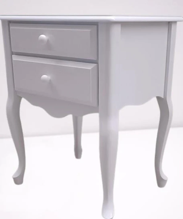 Komodin 12526 Aslan model Klasik Parlak Beyaz Natüre Eskitme Kulp Kayın El Yapım - 7