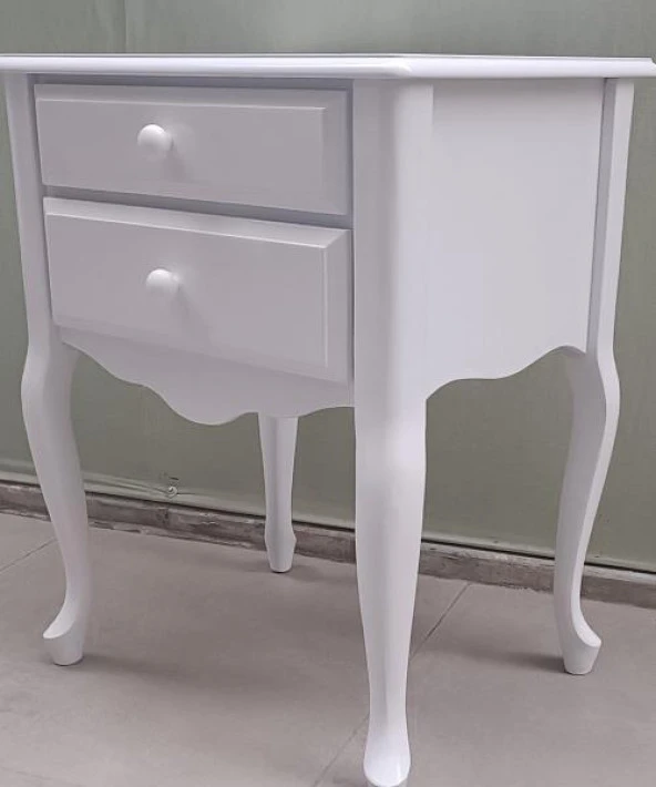 Komodin 12526 Aslan model Klasik Parlak Beyaz Natüre Eskitme Kulp Kayın El Yapım - 8