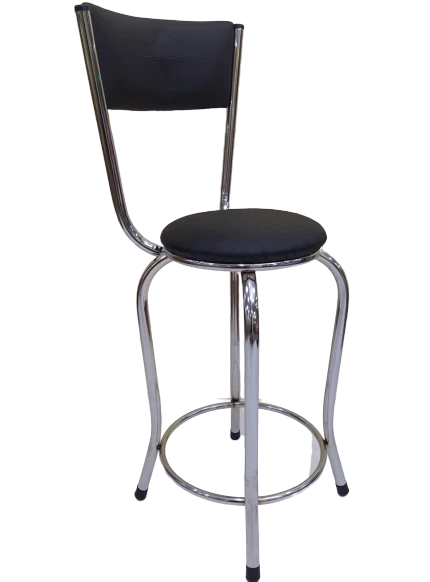 Sandalye 13992 BAR Yüksek Model SİYAH Sunideri döşem Metal Çelik nikelaj Elyapı