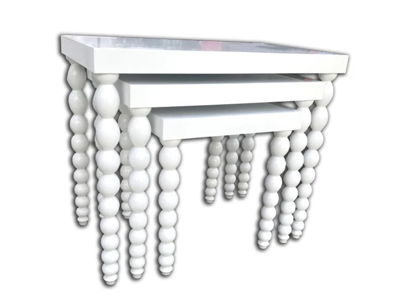 Zigon 18028 Sehpa ELMA Model Parlak Beyaz Lake Ahşap Kayın Ayak Kutu sevk El Yapı - 2