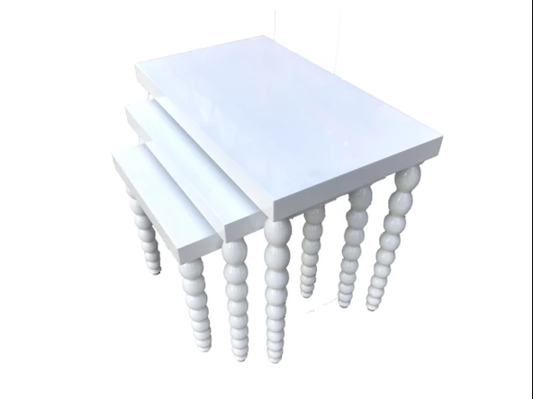 Zigon 18028 Sehpa ELMA Model Parlak Beyaz Lake Ahşap Kayın Ayak Kutu sevk El Yapı