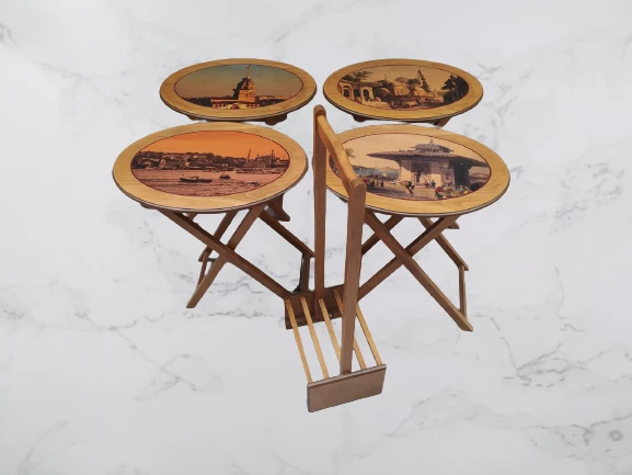 Çasnta ST 18162 Zigon OVAL RESİMLİ Model Ahşap ayk Parlak Ceviz Natüre EN AZ park - 7