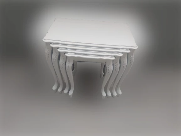 Zigon ST 18191 klasik Model sehpa Kayın Oymalı Aslan Ayk Parlak Beyaz Lake Elyapı - Resim 8